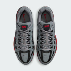Top-down view of a pair of Nike P-6000 SE men's trainers in grey and black, highlighting the intricate layered upper and lace-up closure.