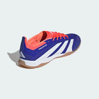 Rear view focusing on the structured heel support and the Solar Red Predator branding against the Lucid Blue textile.