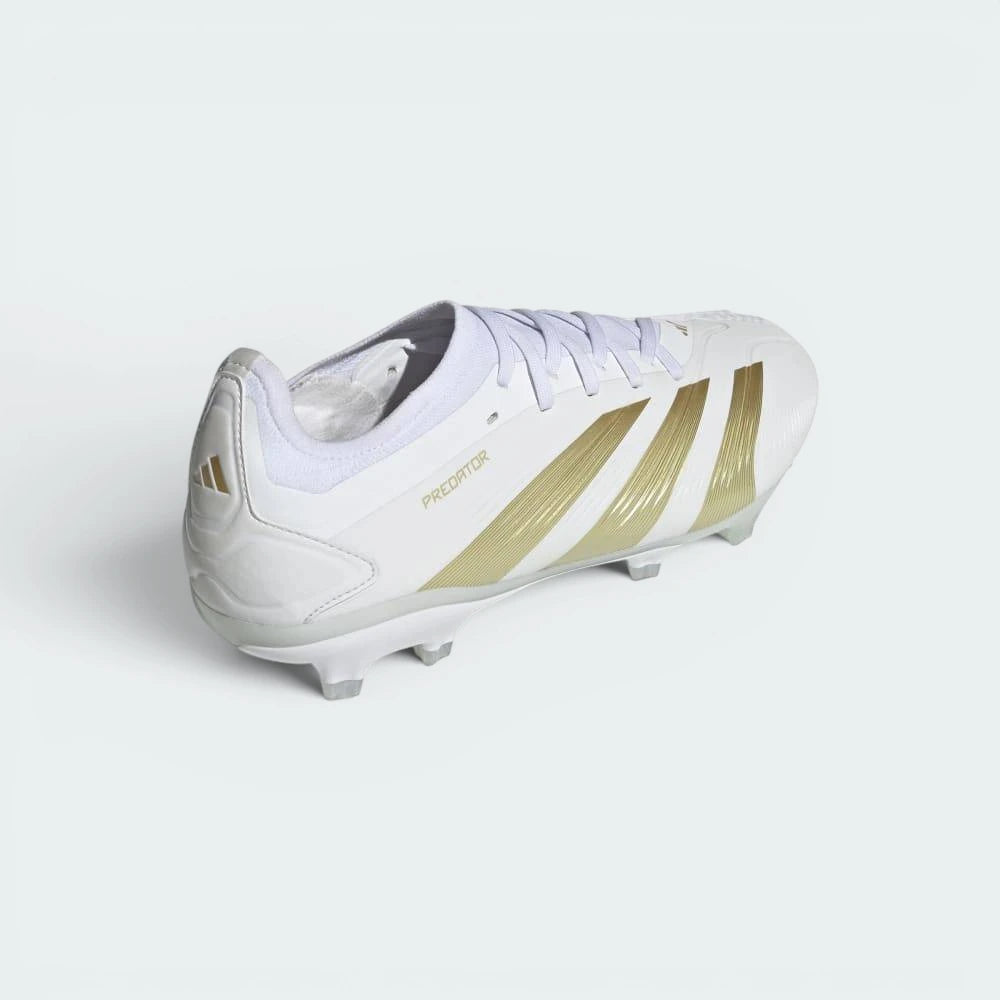 Focuses on the contoured shape of the white heel counter, showing a clean finish built to keep ankles supported.
