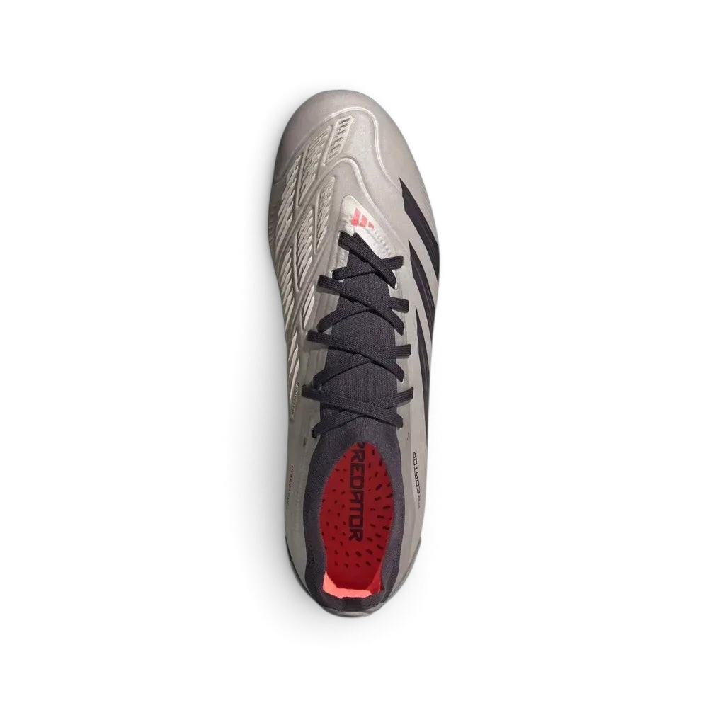 Top-down view of the Predator Pro boots, highlighting the HybridTouch 2.0 upper texture and the grippy Strikeskin fins across the forefoot.