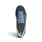 Top-Down View of Pair: Looking down at the suede lacing system and the Clear Sky blue tongue branding.