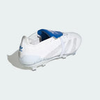 Rear view focusing on the structured heel support and the clean transition from the white upper to the blue outsole.