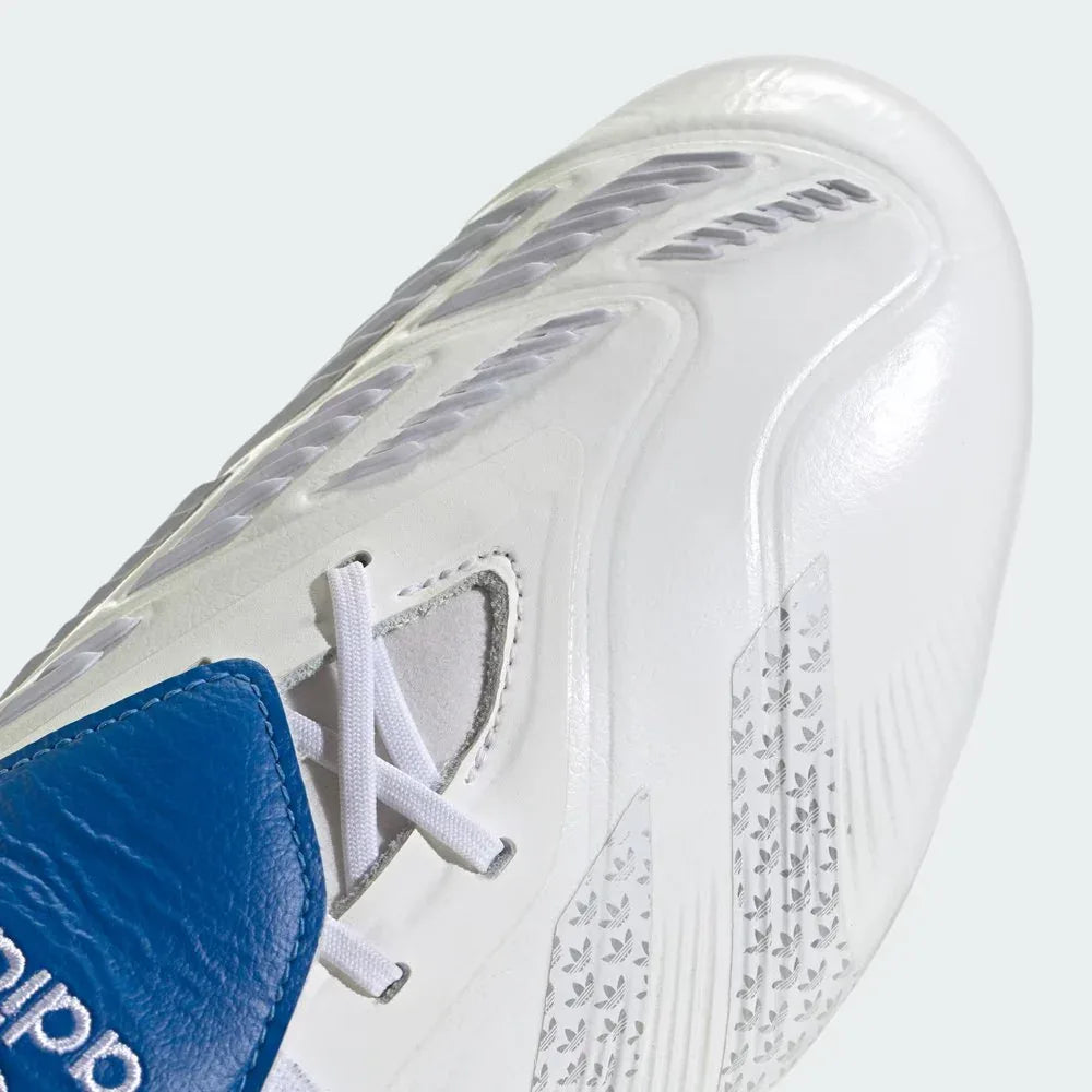 Close-up of the forefoot area, highlighting the laceless Fusionskin texture and the precision-engineered striking zone.