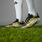 Close-up of the forefoot area, showing the textured HybridTouch material for ball control and the secure lace closure.