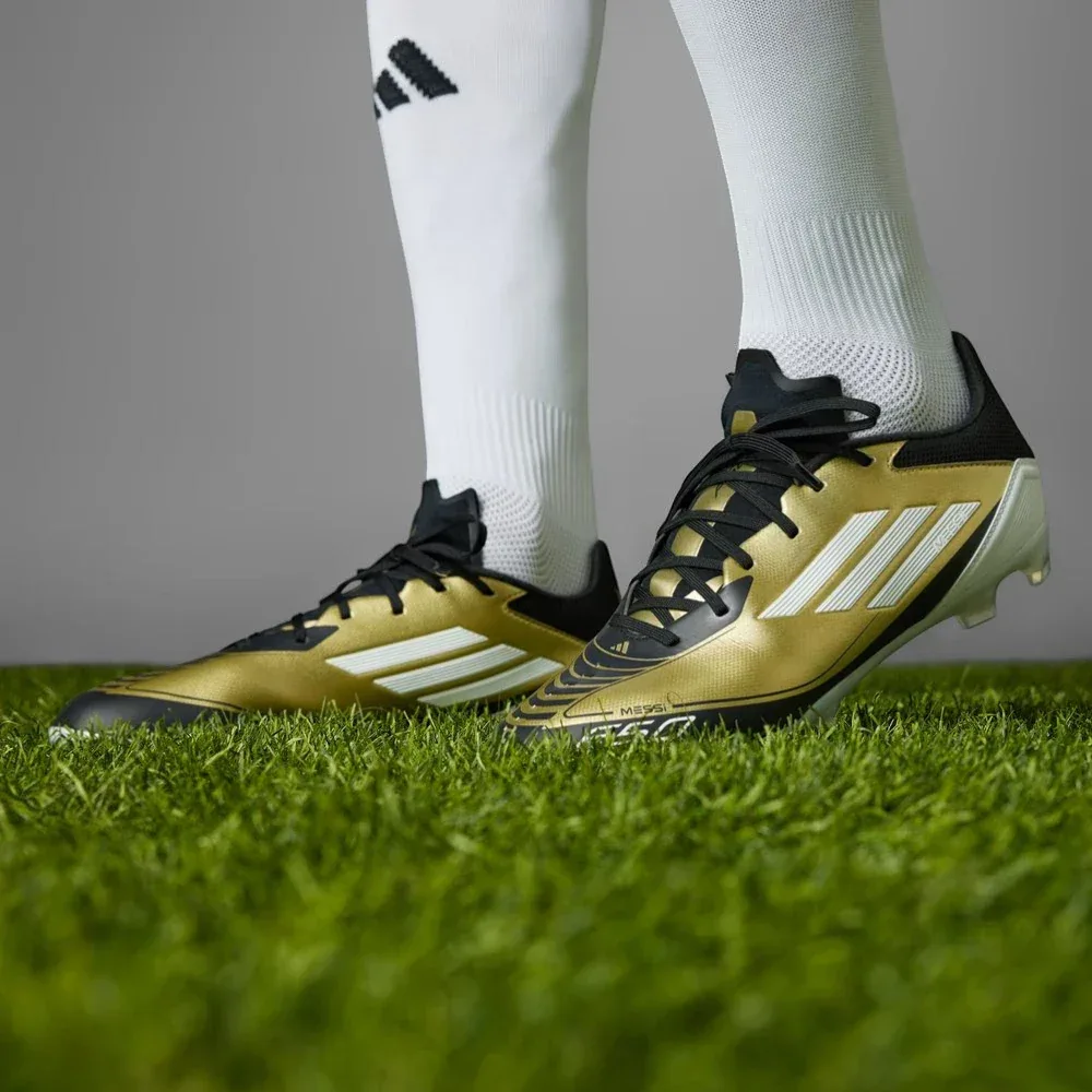 Close-up of the forefoot area, showing the textured HybridTouch material for ball control and the secure lace closure.
