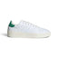 Side Profile Image: Side profile of the adidas Stan Smith Modern Leather Sneaker in White, Green and Off White showing premium white leather upper, perforated 3-Stripes, green heel tab, and chunky off-white BOOST midsole.