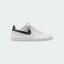 Nike Air Force 1 Low EasyOn Kids' trainers in white leather with a black Swoosh, side profile showing classic upper and EasyOn entry system.