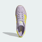 Top-Down View of Pair: Looking down at the nubuck lacing system and the contrast tongue branding against the pastel upper.