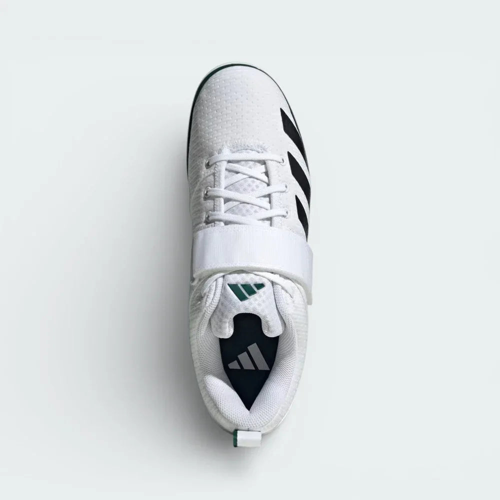 Top-down view of the lifting shoes, highlighting the open-mesh inserts, white laces, and the wide hook-and-loop instep strap.