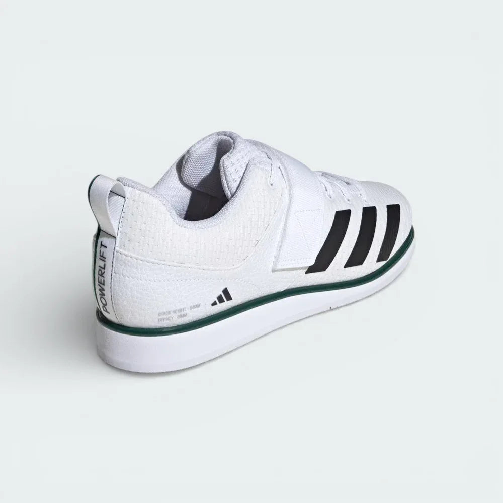 Rear view focusing on the 15mm heel lift and the reinforced heel cup designed to provide a stable base for heavy squats.