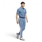 Adidas x Bogey Boys Golf Men's Track Pants in blue, side profile showing the full length, tapered leg, and collaborative branding.