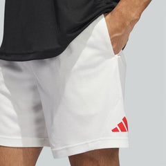 White adidas Badge of Sport Basketball shorts detail image showing the open pockets