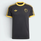 Displays the technical knit pattern of the soft single jersey cotton-poly weave engineered for an unreal premium feel.