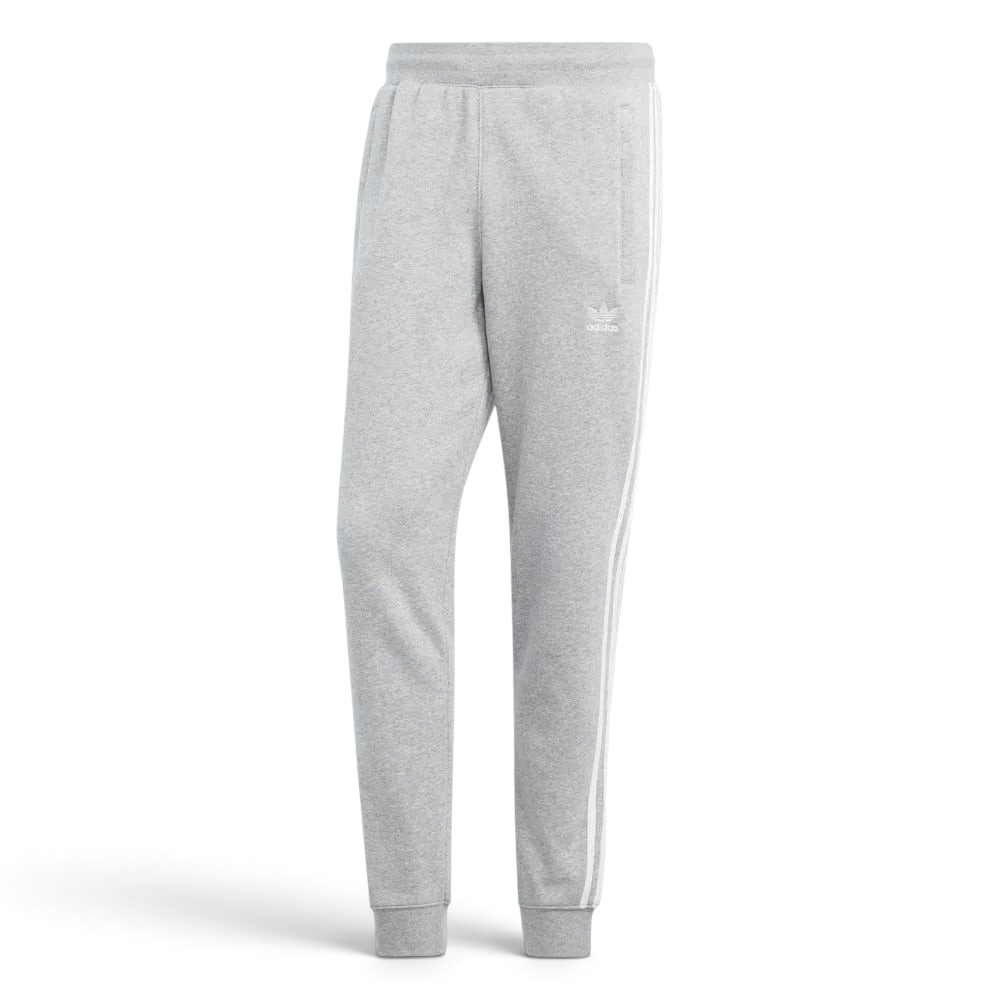 Overhead view of the joggers laid flat, highlighting the elastic waistband, drawcords, and the embroidered Trefoil logo.