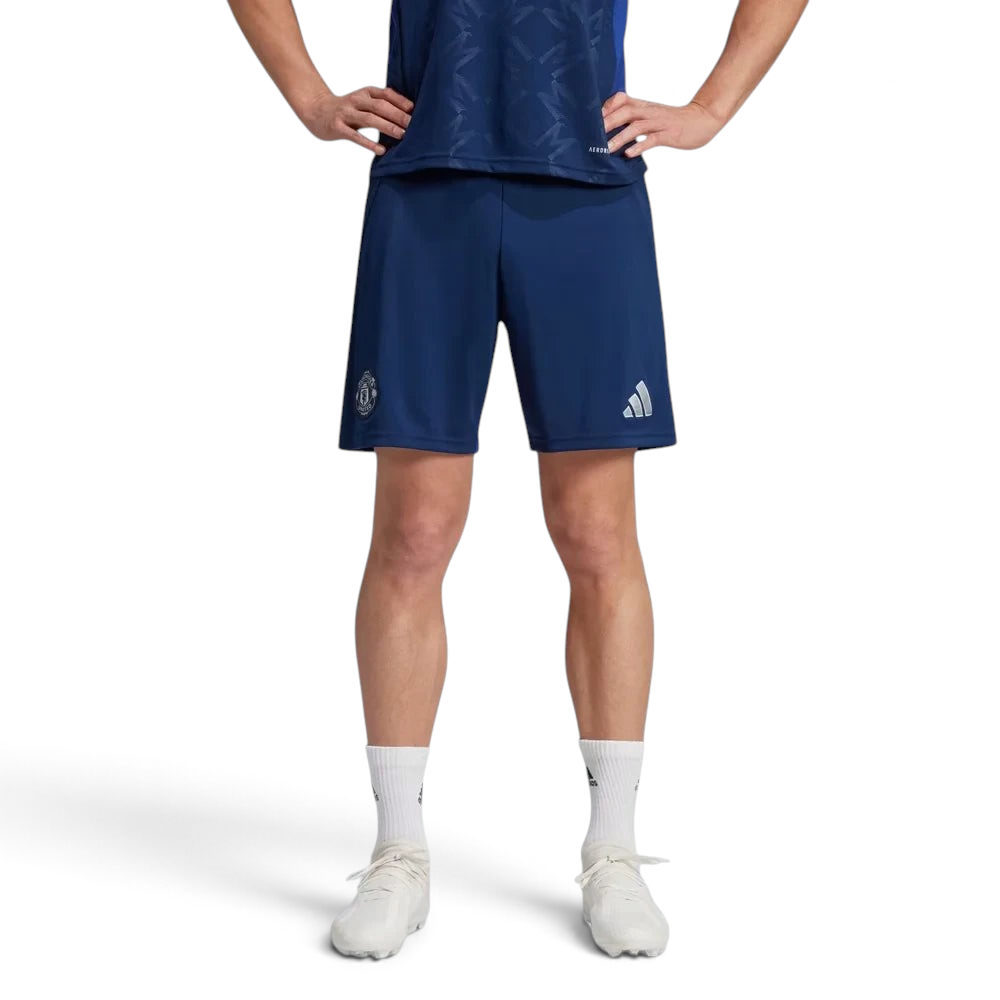 Looking at the front featuring the Manchester United crest and the embroidered adidas 3 Stripes Logo.
