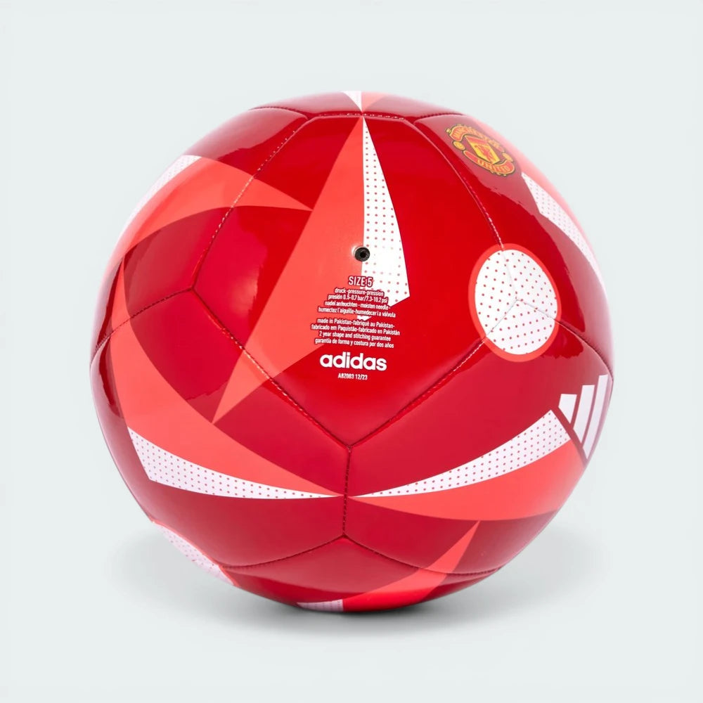 Top-down view of the ball, showcasing the symmetrical panel arrangement and the vibrant Bright Red highlights.