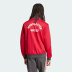 Focusing on the clean back panel with the Manchester United text and the structured fit across the shoulders.