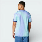 Rear view of the Arsenal jersey, highlighting the clean aqua back panel and the ribbed finish of the sleeve cuffs.