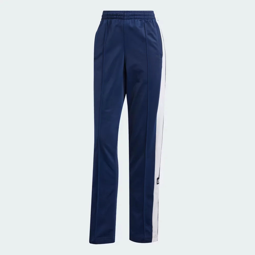 Top-Down View of Pair: Looking down at the elasticated drawstring waist and the shimmering texture of the Night Indigo tricot.