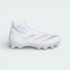 Side profile of the Cloud White adidas Adizero Impact Speed Juice, showing the Silver Metallic stripes and the low-profile aerodynamic design.