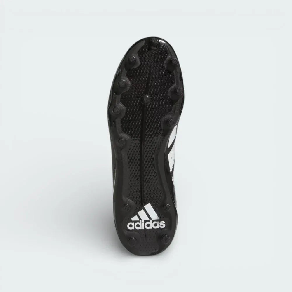 View of the cleat plate, showcasing the specialised stud configuration designed for explosive acceleration and grip on the turf.