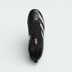 Top-down view of the black football cleats, highlighting the textured Sprintskin upper and the secure black lacing system.