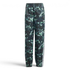 Forward profile of the adidas x Minecraft track pants, showing the colour gradient from light grey to dark green and the woven twill texture.