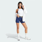 adidas Booty Shorts Women's IL2421 worn standing showing fit and sporty look
