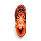 Focuses on the locked-in lacing system and the professional winged Melo logo on the tongue.