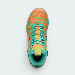 Focuses on the locked-in lacing system and the professional LaMelo branding on the tongue.