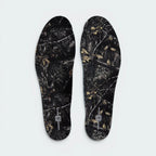 Displays the removable black insoles printed with a full RealTree woodland branch-and-leaf camouflage pattern, finished with silver "NIKE SHOX" branding at the heel.