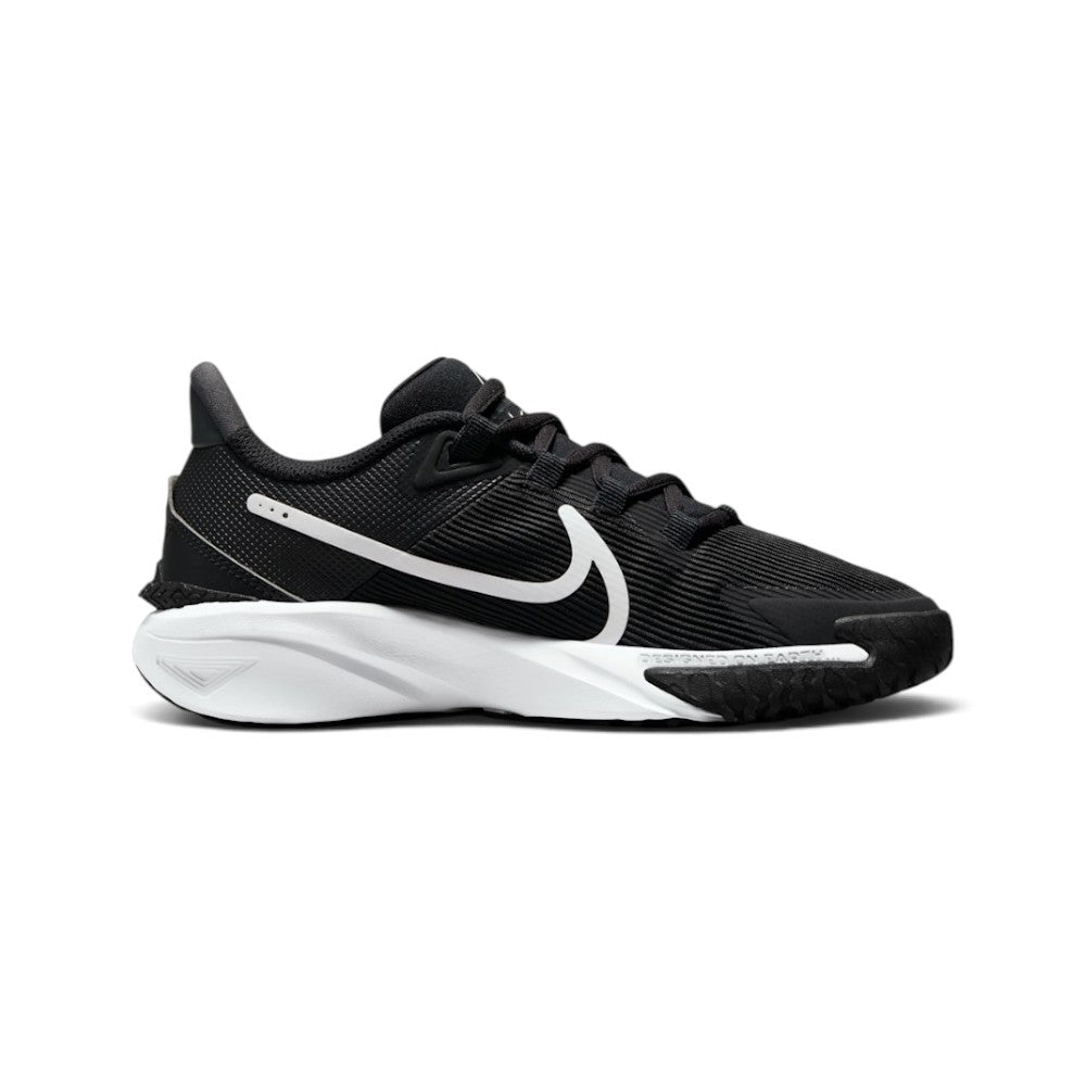 Black athletic shoe on a white background