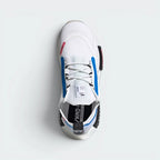 Focuses on the locked-in lace configuration and the high-definition texture of the stretchy bootee knit collar.