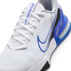 Close-up zoom on the front of the Nike Air Max Alpha Training Shoes Men's white, showing the mesh upper texture, durable toe cap, and lacing system.