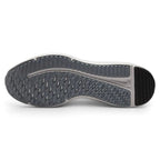 Displays the full-length black rubber outsole, showcasing the multi-directional traction pattern, lateral crash rail, and forefoot flex grooves.