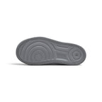 Focusing on the durable full-length rubber outsole featuring classic concentric pivot-circle traction rings, star-textured toe bumpers, and forefoot flex grooves, showcasing the grip matrix engineered for a successful tackle of playground tarmac, concrete, and indoor floors.