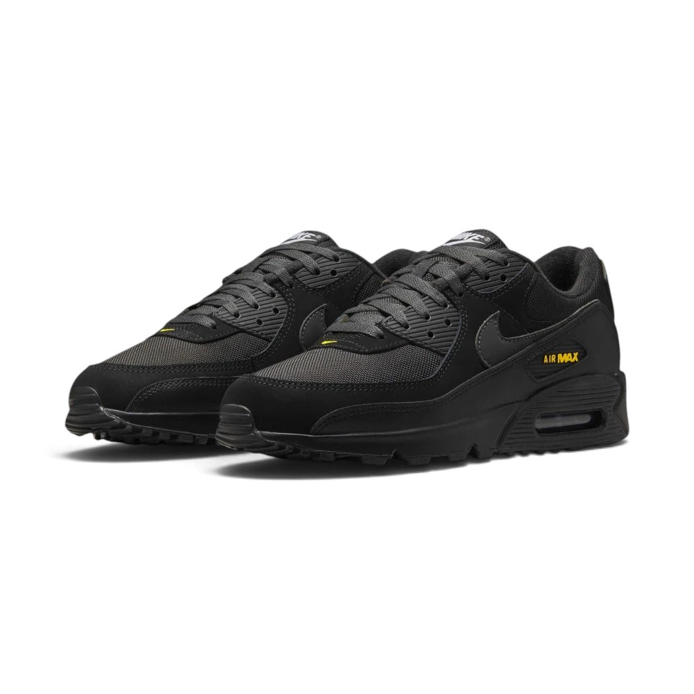 Emphasising the aggressive, forward-leaning athletic running stance and the professional distribution of the high-contrast gold panel overlays.