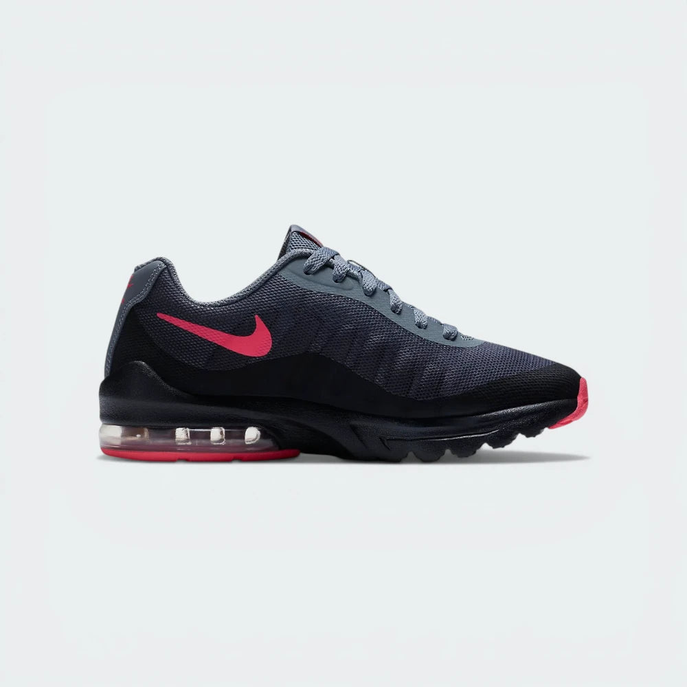 Side Profile Image: Highlights the visible Max Air unit and the Racer Pink Swoosh against the grey-to-black gradient.