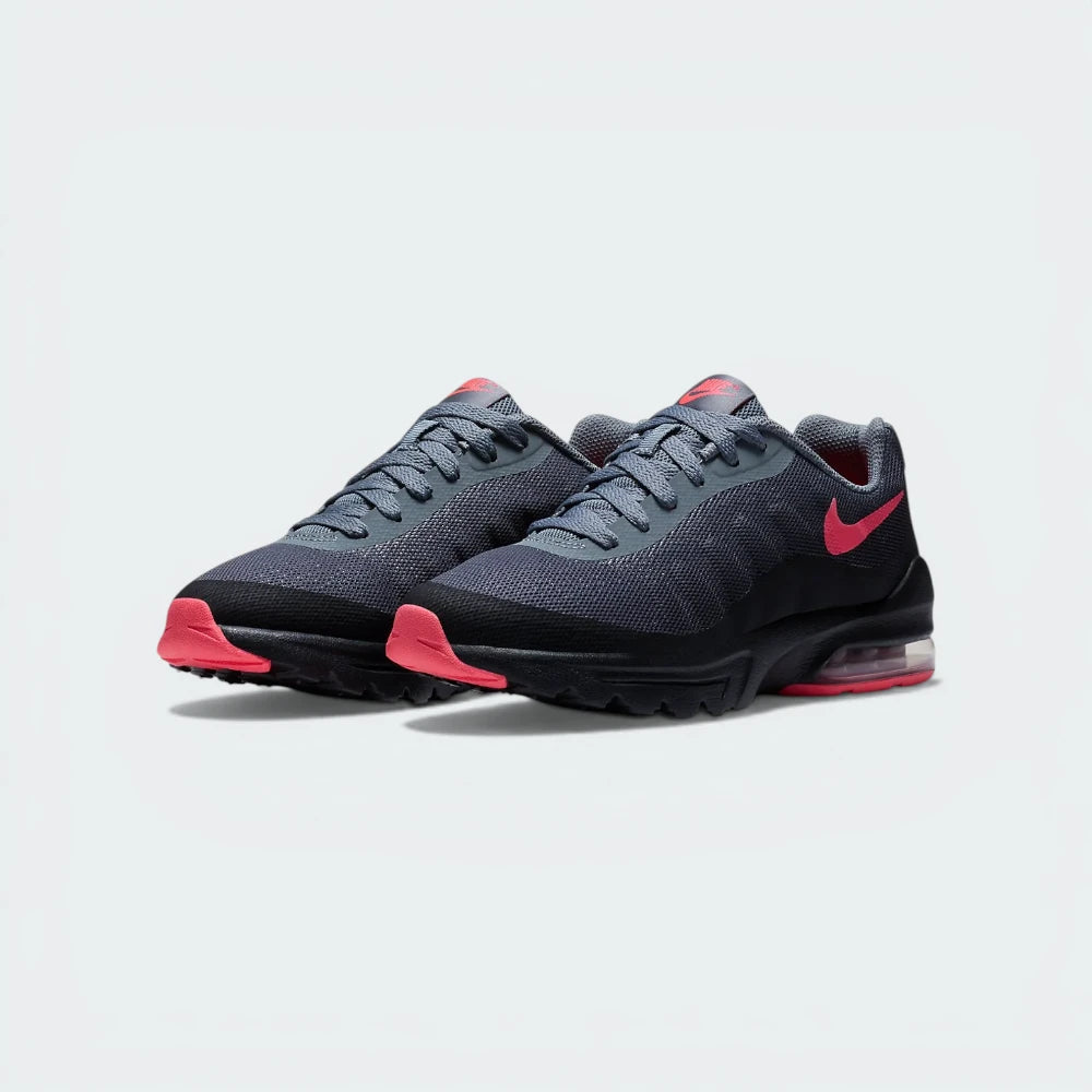 Angle View Showing Both Pair Side by Side: Captures the 95-inspired silhouette and the high-contrast Racer Pink accents.