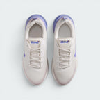 Focuses on the locked-in traditional lacing layout, displaying the perfect symmetry of the off-white mesh tongue, matching laces, retro "AM" tongue branding, and the breathable open mesh toe box area.