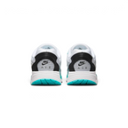 Focuses on the contoured shape of the padded low-cut collar, highlighting the structured heel counter and the clean integration of the visible Air cushioning frame below.