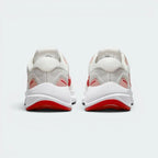 Focuses on the structural support and the professional finish of the padded heel notch.