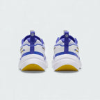 Rear view of the Nike Cosmic Runner Juniors' white running trainers, focusing on the structured heel and subtle branding.