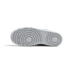 Displays the full-length white rubber outsole, showcasing the concentric basketball pivot circle tread, "ALL DAY PLAY" text detail, debossed Nike logo, and perimeter flex grooves.