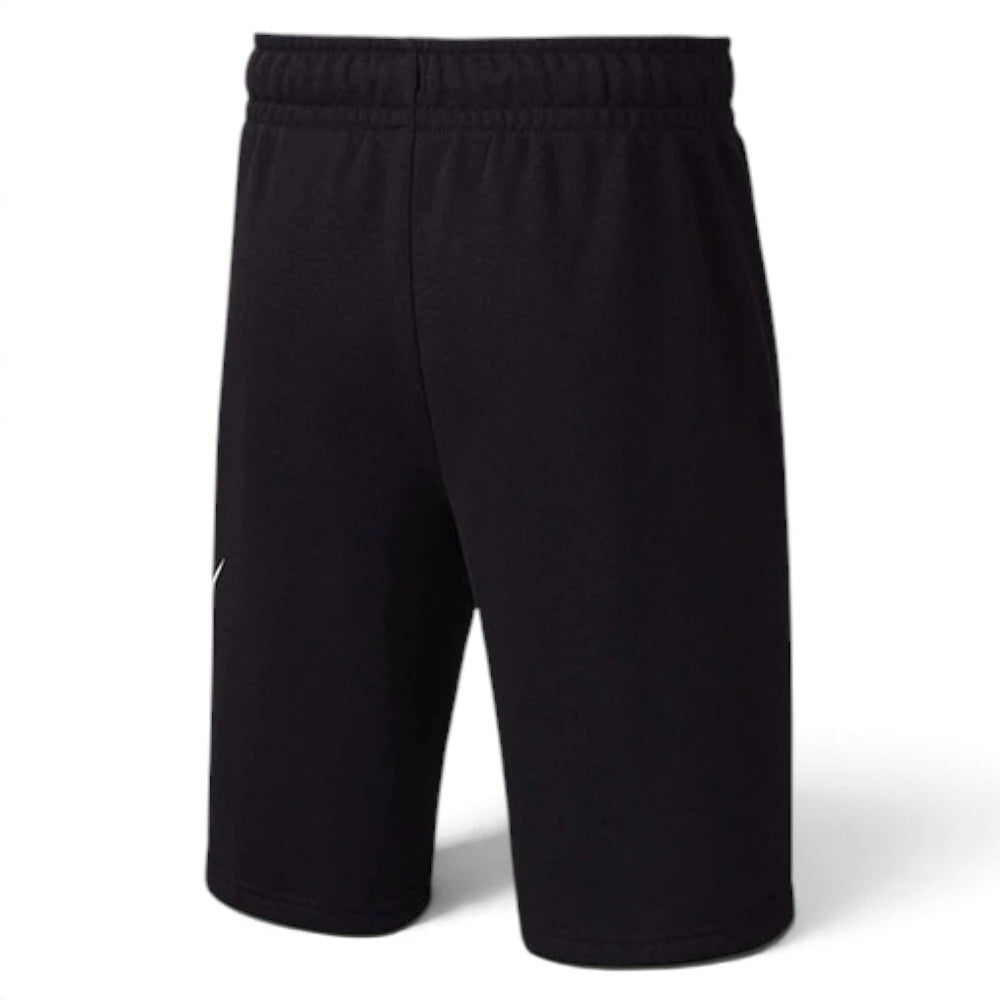 Back view of the shorts on a ghost mannequin, emphasizing the clean black panel construction and smooth drape.