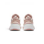 Focuses on the contoured shape of the padded collar, highlighting the sleek, distorted angles of the TPU heel clip sitting squarely below the webbed pull tab tracking down the rear spine.