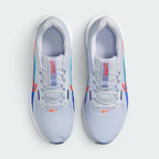 Focuses on the locked-in traditional lacing layout, displaying the perfect symmetry of the Deep Night textile tongue, the branded logo label, and the breathable mesh guarding the front toe box area.