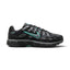 Capturing the 2000s retro running silhouette, detailing the black open-mesh upper, horizontal and vertical metallic cool grey leather overlays, dimensional moulded Swoosh framed in hyper turquoise embroidery, sculpted dual-tone foam midsole, and black rubber outsole edge.