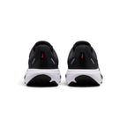 Rear view of the sneakers emphasizing the heel stability counter, reflective hit details, and the rear ground contact footprint.