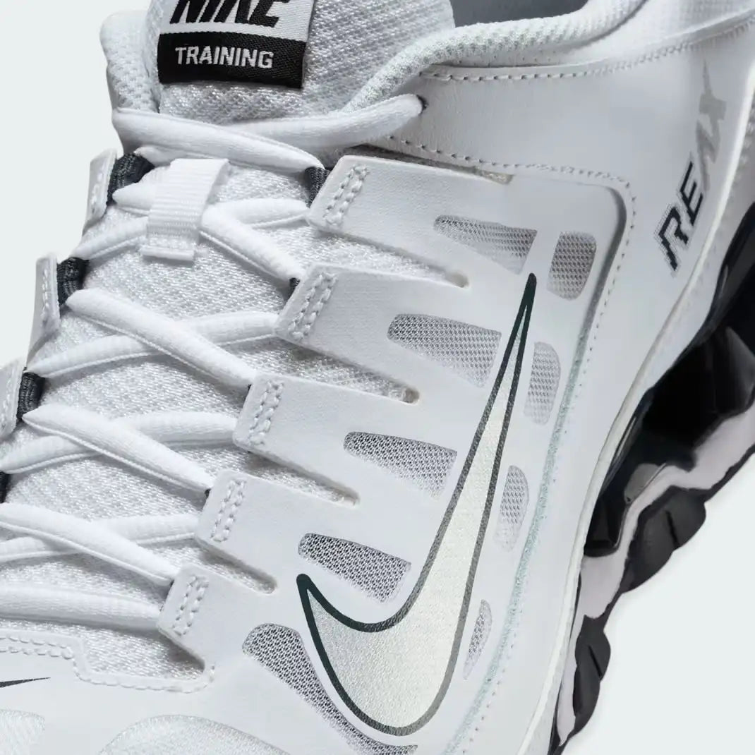 Close-up zoom on the front of the Nike Reax 8 Training Shoes Men's, showing the mesh upper texture, lacing system, and protective toe overlay.